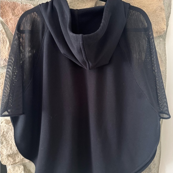 Michael Kors Black Mixed Media Full Zip Hooded Poncho - Picture 2 of 7